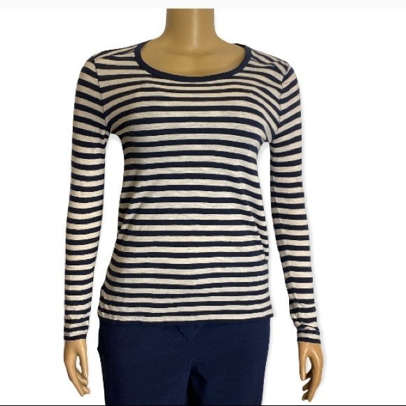 Madewell T Shirt Striped Lynda Long-Sleeve Whisper Cotton blue white Size XS - Picture 2 of 13